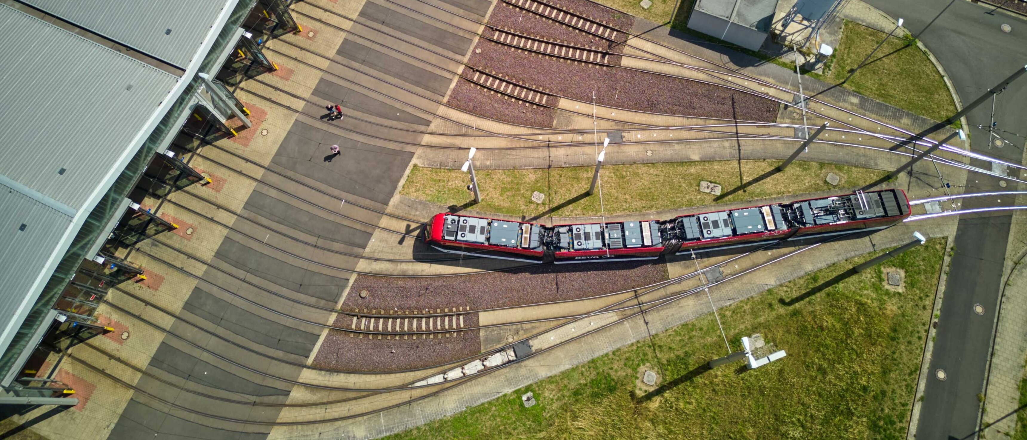 Drohnenaufnahme des Tram-Betriebshofes von oben