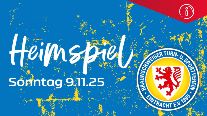 Neben dem Logo der Eintracht Braunschweig steht Heimspiel am Sonntag, 9. November
