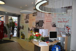 120 Jahre (Stadt-)Bahngeschichte im Kundenzentrum der Verkehrs-GmbH.