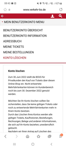 Das Löschen Ihres Kundenkontos ist unter dem Menü "Mein Benutzerkonto" möglich.